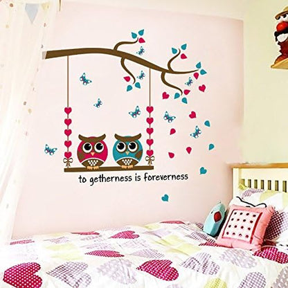 Hm31001 Wall Sticker Decoration Wall Decor Wallpaper Sticker Goods Wall Rental Room OK Owl Butterfly Butterfly Love Love Tree Swing Two Owls Beautiful Wall Sticker