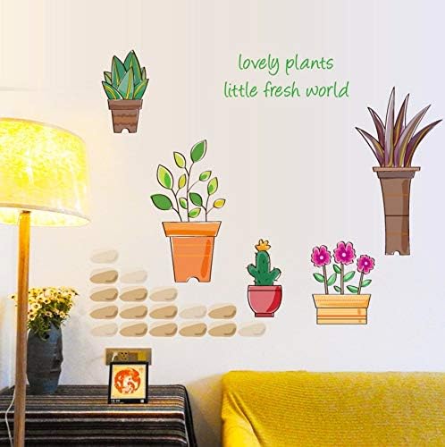 Potted Plants Wall Sticker Cupboard Glass Window Wall Stickers Sk7017 Kitchen