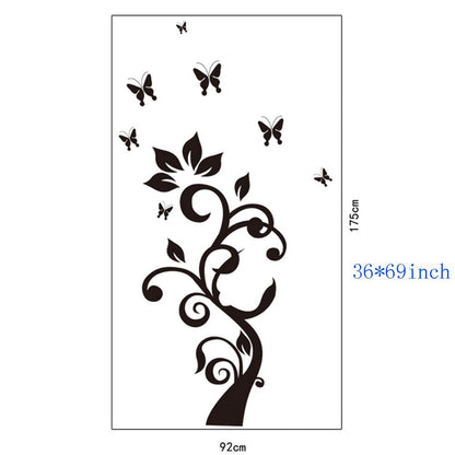 Black Leaves Flower Vine Butterflies Wall Decal Home Sticker ouse DecoratHion WallPaper Removable Living Dinning Room Bedroom Kitchen Art Picture Murals DIY Stick Girls Boys kids Nursery Baby Playroom Decoration
