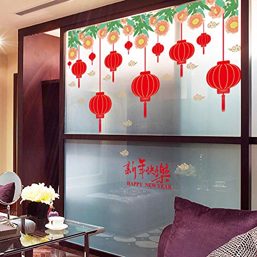 Christmas wall sticker mural SK9250 Lantern Year's Day Window Glass Sticker Door Sticker