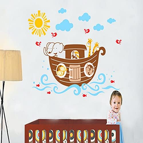 Cartoon animal boat wall stickerAy7103