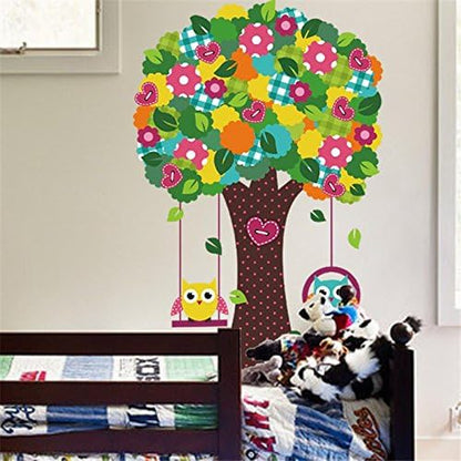 Lovely Owlets Swinging Tree Wall Sticker Zy1015