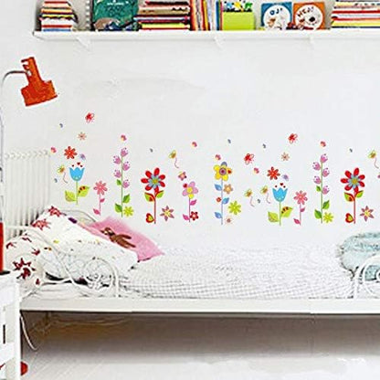 Colored Flowers Butterflies Premium Wall Stickers XY8040