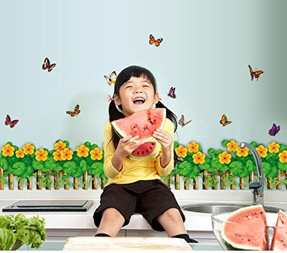 Suuncari new generation removable fencing skirting boards butterfly Buttercup baseboard bedroom wall sticker SK7033
