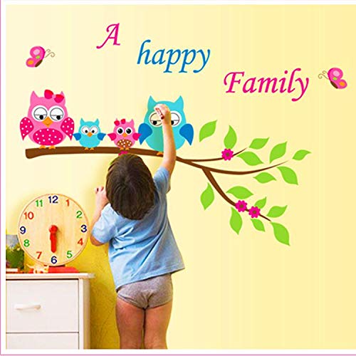 Home Decoration Kid's Room Decal Cartoon Cute Happy Owl Family Wall Sticker Ays6013