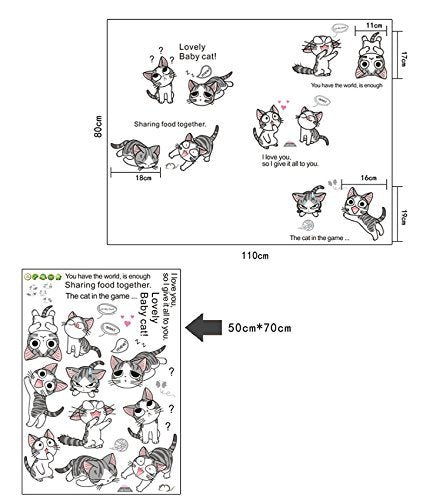 JAAMSO ROYALS Cute Cartoon Cats Design Vinyl Self Adhesive Peel and Stick Wall Sticker for Wall Decor and Home Decor AY7054
