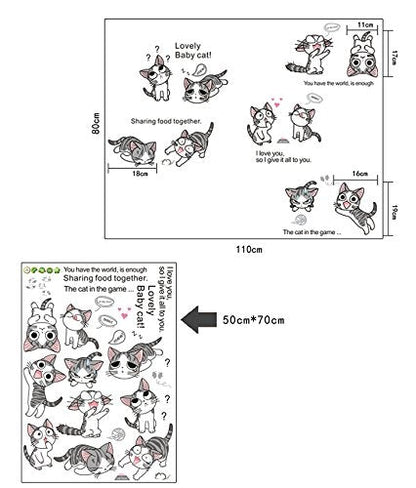 JAAMSO ROYALS Cute Cartoon Cats Design Vinyl Self Adhesive Peel and Stick Wall Sticker for Wall Decor and Home Decor AY7054
