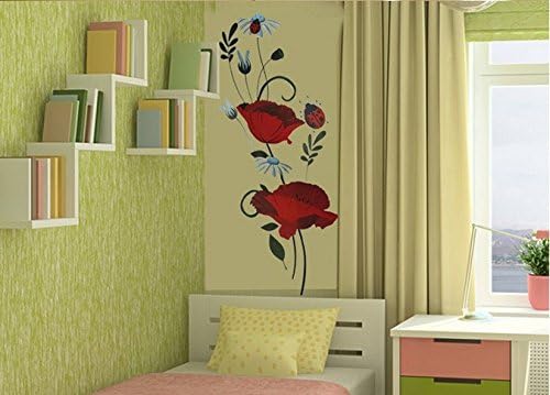 LD2035 Poppies Wall Sticker Decals Home Decoration Stylish Modern Flowers Living Room Bedroom Decoration Kitchen