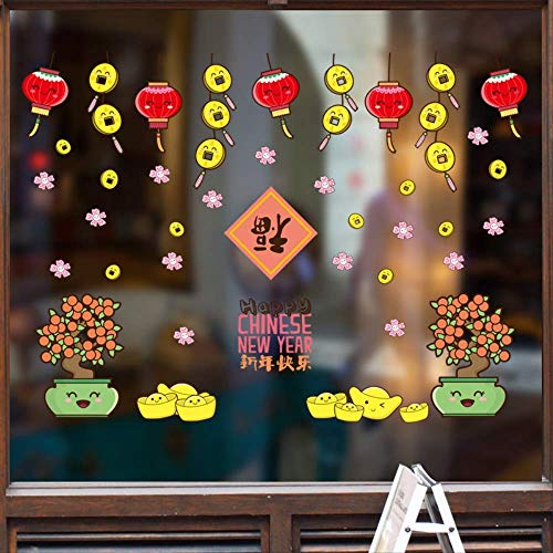 CHUI-CC Home Decoration Wall Sticker New Year Weather Decoration Painting, "Happy New Year" Living Room Bedroom Festive DIY Sticker Wallpaper Sk9157ds