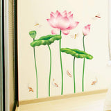 Lotus Flower Dragonfly Fish Wall Sticker ay997