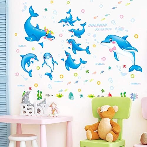 AY9168 BLUE DOLPHIN wallsticker wall stiker hiasan dinding