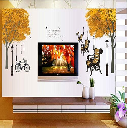 Park Roadside Tree, Chair, Street Lamp Decoration Stickers DF5073size60x90
