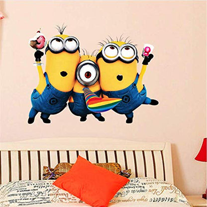 Cute Minions Wall Sticker for Kids Room High Quality EU US Fashion PVC Home Decor DIY Cartoon Poster ZY1406S