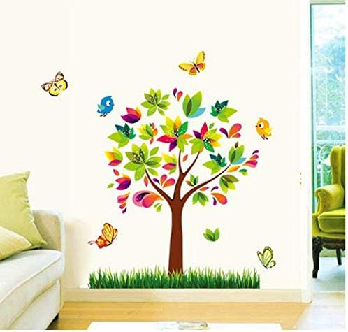 Mj9007 Wall Sticker Colorful Butterfly Tree Bird PVC Wallpaper Art Home Decal for Kid's Room