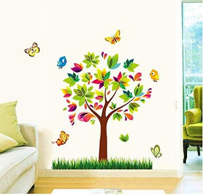 Mj9007 Wall Sticker Colorful Butterfly Tree Bird PVC Wallpaper Art Home Decal for Kid's Room