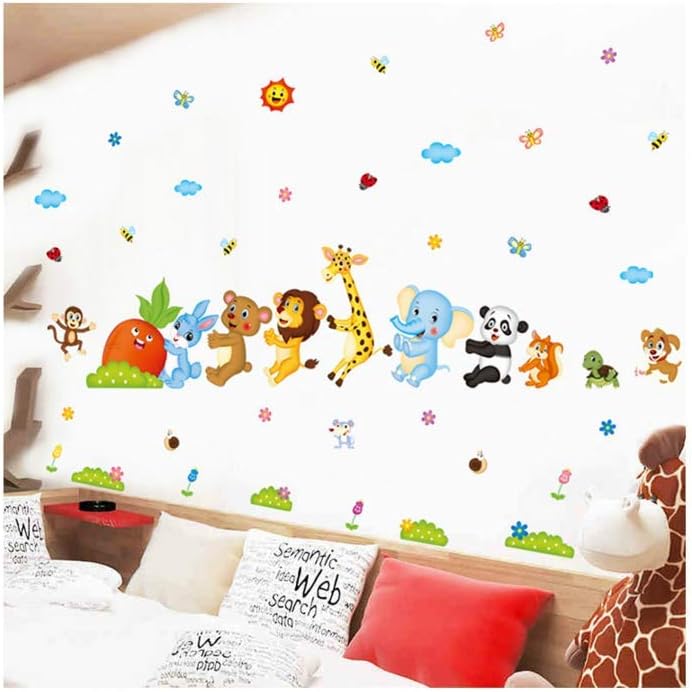 Xl8281 Animal Pull Radish Pattern Cartoon Wall Stickers Living Room Bedroom Bedside Kindergarten Classroom Children Room