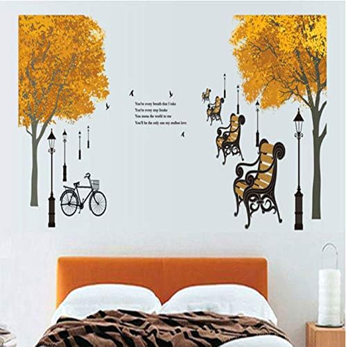Park Roadside Tree, Chair, Street Lamp Decoration Stickers DF5073size60x90