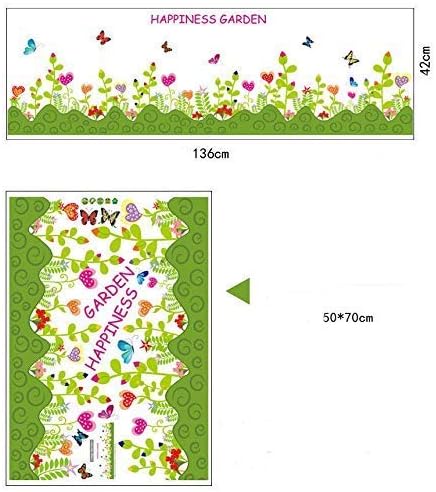 Wall Sticker Flower Grass and Butterflies Skirting Board Living Room Home Decor Removable Stickers
