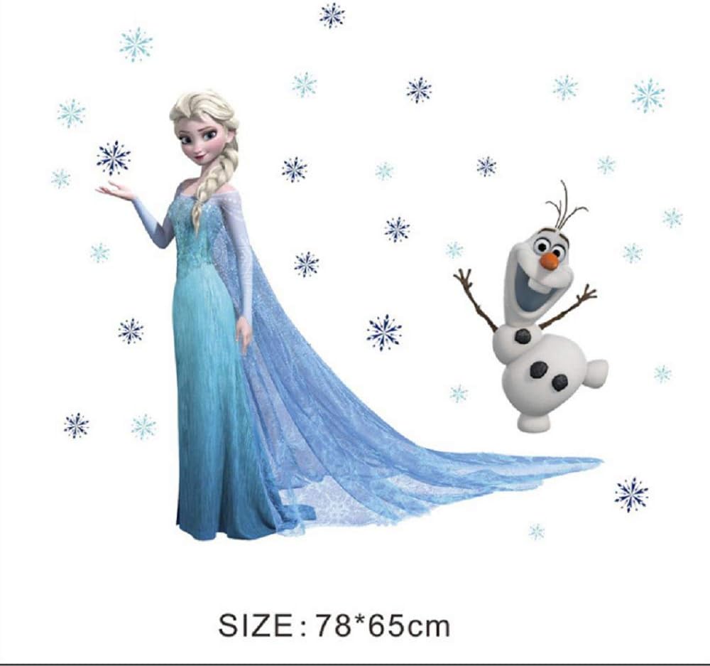 NC1366 Frozen Elsa and Olaf 3D Wall Sticker Home Decor for Kids Bedroom Wallpaper