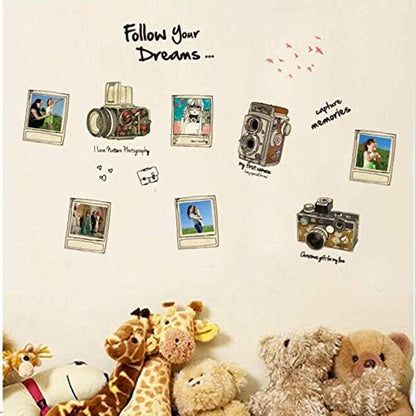 JM8246 Retro Camera & Photo Frames Wallsticker Stiker Dinding 50X70