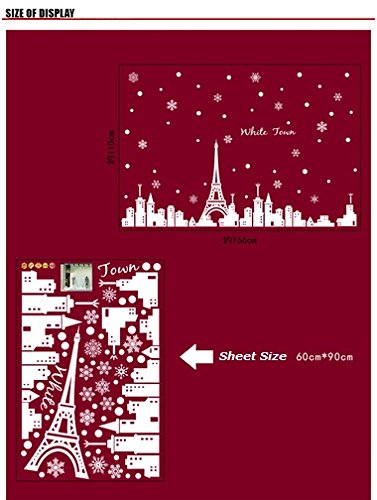 Oren Empower Self Adhesive White Town Eiffel Tower Wall Sticker/Waterproof Peel & Stick PVC Vinyl Theme Beautiful Wall Sticker for Bedroom, Living Room, Dining Hall, Master Room - 166 X 110 Cm