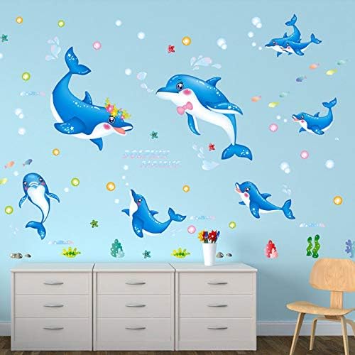 AY9168 BLUE DOLPHIN wallsticker wall stiker hiasan dinding
