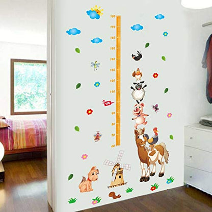 Children's room wall sticker Happy Farm Poultry Animals Height Chart Wallpaper Baby Cartoon Children'S Room Decoration Wall Stickers Nursery Measure Stickers xl8223
