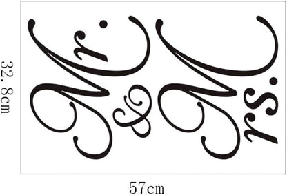 Letters Mr and Mrs Removable Family Wall Decals Lettering Vinyl Wall Art for Bedroom
