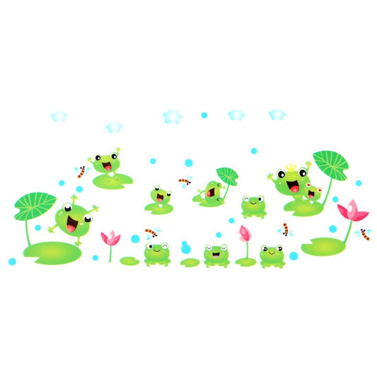 RANDWICK Frog Print Household Living Room Removable Wall Sticker 70 x 50cm Green