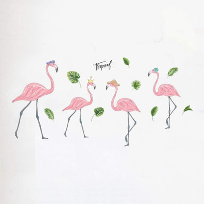 Xyanzi Pink Flamingo Princess Wall Stickers Peel And Stick Wall Decals for Bedroom Living Room Kids Room Wall Decor 1 Sheet Jm7362