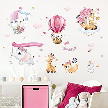 HM71009 Wall Stickers Baby Kids Room Bedroom Background Home Decor Nursery Decals Decoration Cute Animals Sticker