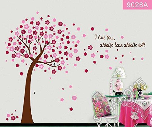 Ay9026a B Red And Blue Background Products Korean Pink Cherry Tree Bedroom Wall Stickers