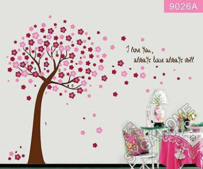Ay9026a B Red And Blue Background Products Korean Pink Cherry Tree Bedroom Wall Stickers