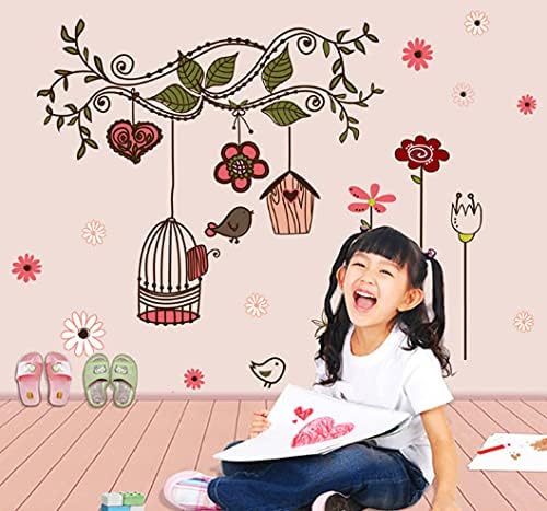 Simple Warm Pink Birdcage Removable Wall Sticker Ay7102