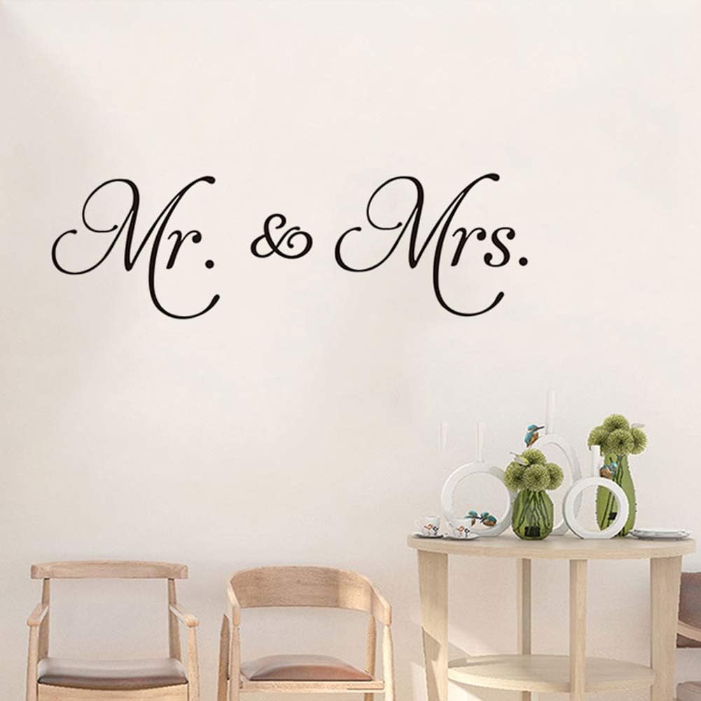 Letters Mr and Mrs Removable Family Wall Decals Lettering Vinyl Wall Art for Bedroom