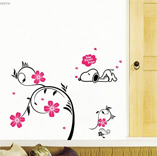 Oren Empower Pink Creative Decorative Plant PVC Vinyl Medium Wall Sticker DM570054