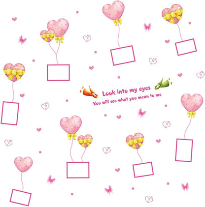 XL8249 Wall Sticker,YaBuy Romantic Hearts & Photo Frame Wall Sticker Removable Cute Pink Art Decal Room Decoration Reusable Wallpaper Photo Wall Sticker