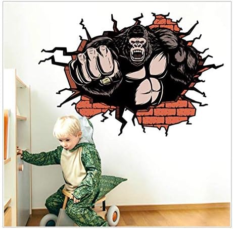 Gorilla Break Up The Wall 3D Wall Sticker Home Decor Kids Bedrooms Animal Funny Wall Decal
