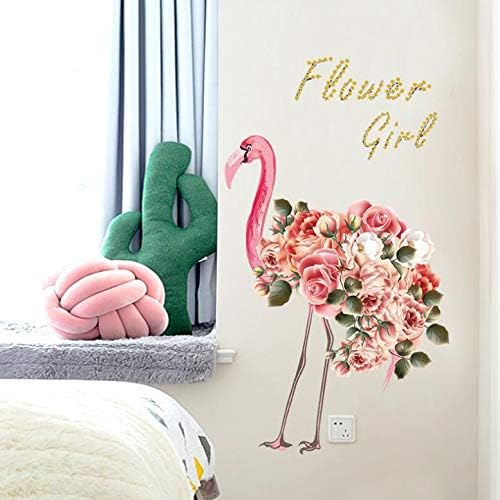 Sk7166 Flamingo Vector Wall Decal Peel and Stick Animals Wall Decals Decorative Wall Mural Wallpaper for Bedroom Bathroom Pink