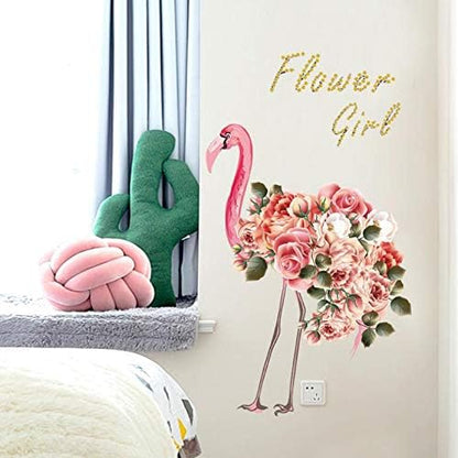 Sk7166 Flamingo Vector Wall Decal Peel and Stick Animals Wall Decals Decorative Wall Mural Wallpaper for Bedroom Bathroom Pink