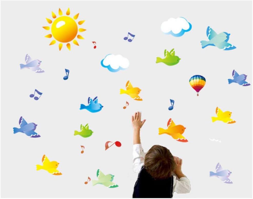 AY7175 Bird in the Sky Wall Stickers Sky Home Decor Scene Birds Sticker for Children Baby Kids AY7175