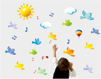 AY7175 Bird in the Sky Wall Stickers Sky Home Decor Scene Birds Sticker for Children Baby Kids AY7175