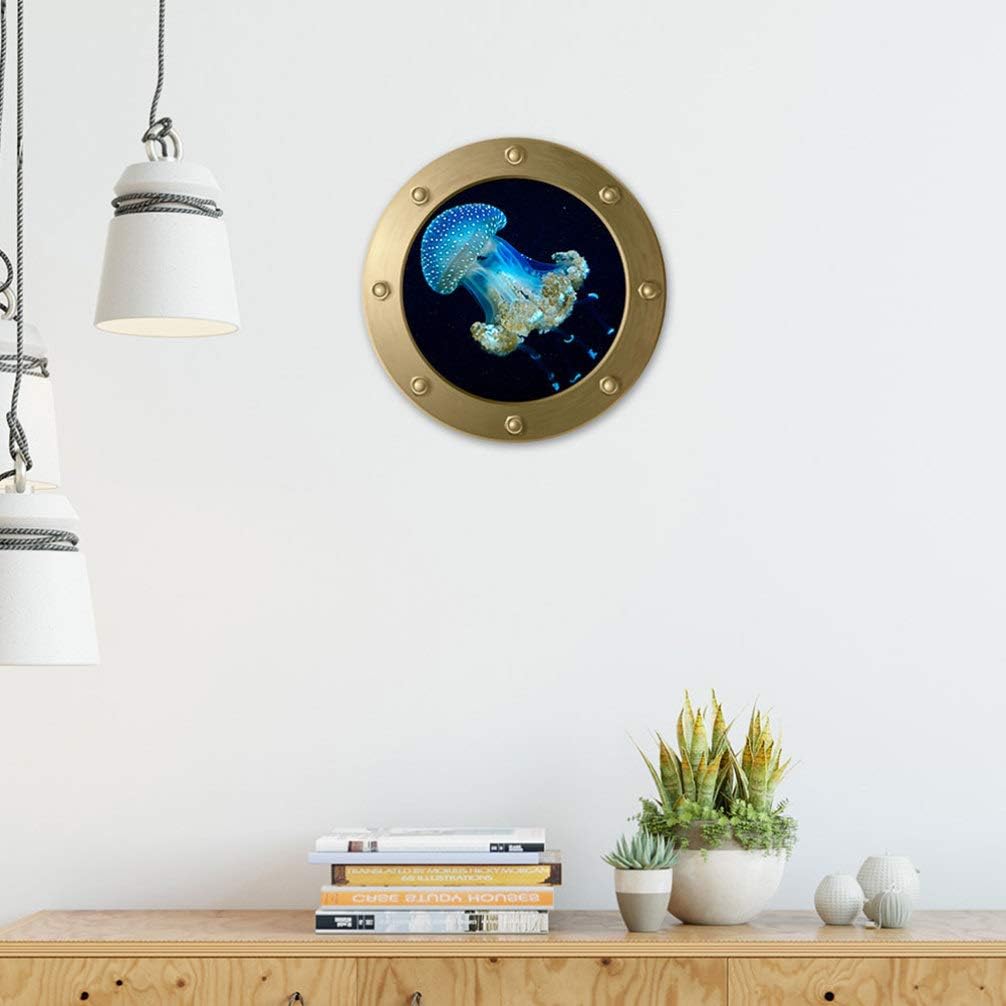 Wall Art Sticker Nautical Submarine Window Ocean World Jellyfish VC Wall Decal Wallpaper for Baby Kids Bedroom Living Room
