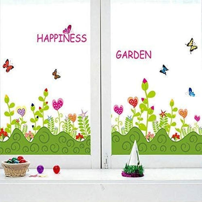 Wall Sticker Flower Grass and Butterflies Skirting Board Living Room Home Decor Removable Stickers