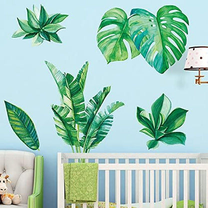 Amaonm Removable 3D Nordic Green Plants Fresh Leaves Wall Decals Nursery Decor Leaf Wall Stickers DIY Wall Art Decor Decoration Sticker for Home Living Room Girls Bedroom Offices Green SK9239