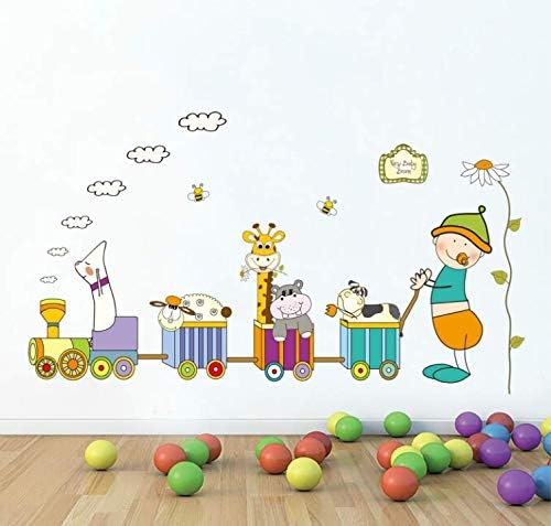 Animal Trains Kids Wall Decals Wall Stickers Peel and Stick Removable Wall Stickers for Kids Nursery Bedroom Living Room abc1034
