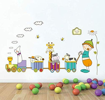 Animal Trains Kids Wall Decals Wall Stickers Peel and Stick Removable Wall Stickers for Kids Nursery Bedroom Living Room abc1034