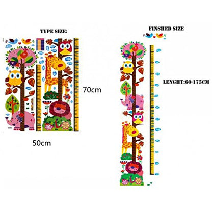Qianxing removable cycle-usable cartoon wall sticker for kid's bedroom animal Height Chart in Nursery Children Room colourful Wall Decal for house home mural Décor height meter wallpaper(lion giraffe and elephant)