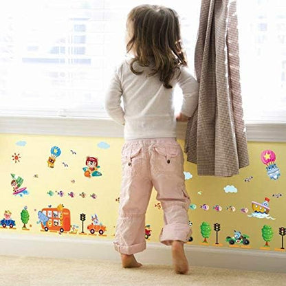 Creative Cartoon Car Wallpaper Kids Room Kindergarten Background Decorative Wall Stickers