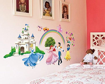 Ufingo Princess Castle Princess and Prince Wall Decals, Children's Room Nursery Removable Wall Stickers Murals ,